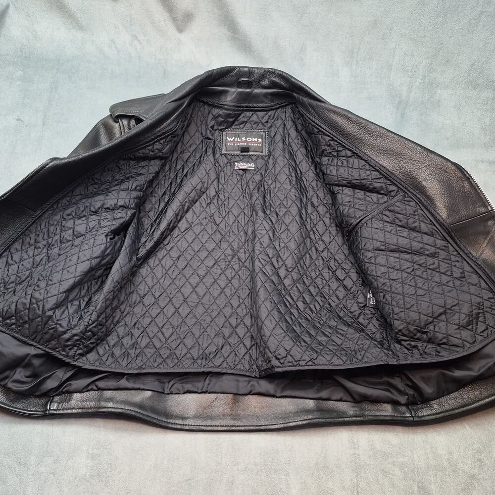 Vintage Wilsons Leather Jacket Motorcycle Rockabilly Black Biker Moto Ramones M - Picture 6 of 12